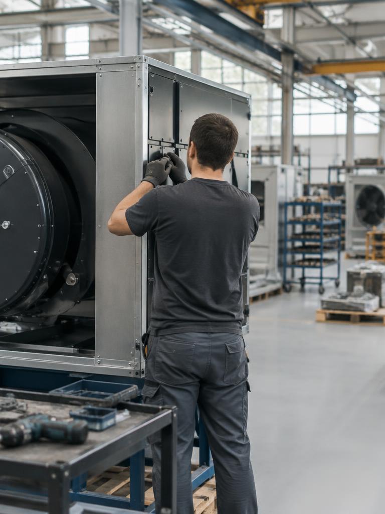 Montör vid en produkt i fabriken